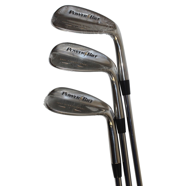 Circa 1990s Set of 3 Power Bilt 8620 Carbon Steel Wedges - 52 Degree, 56 Degree & 60 Degree