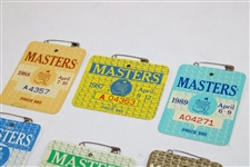 Nine (9) 1980's Masters Tournament SERIES Badges - 1980-1985 & 1987-1989
