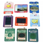 Nine (9) 1990s Masters Tournament SERIES Badges - 1990-1996 & 1998-1999