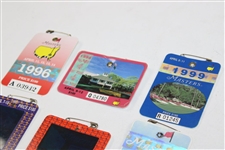 Nine (9) 1990's Masters Tournament SERIES Badges - 1990-1996 & 1998-1999