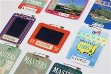 Nine (9) 1990's Masters Tournament SERIES Badges - 1990-1996 & 1998-1999