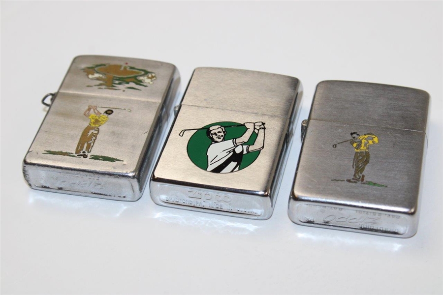 Three (3) Classic Golf Themed Zippo Lighters