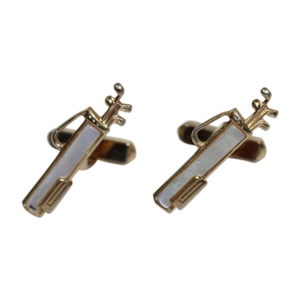 Pair of Golf Bag with Clubs Themed Swank Cuff Links