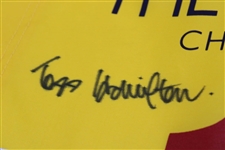 Todd Hamilton Signed 2004 OPEN at Royal Troon Flag with Signed RBS Note JSA ALOA