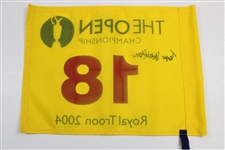 Todd Hamilton Signed 2004 OPEN at Royal Troon Flag with Signed RBS Note JSA ALOA
