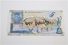 Todd Hamilton Signed 2004 OPEN at Royal Troon Flag with Signed RBS Note JSA ALOA