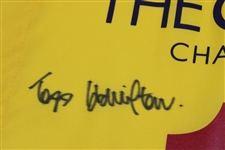 Todd Hamilton Signed 2004 OPEN at Royal Troon Flag with Signed RBS Note JSA ALOA