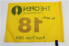 Todd Hamilton Signed 2004 OPEN at Royal Troon Flag with Signed RBS Note JSA ALOA