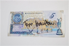 Todd Hamilton Signed 2004 OPEN at Royal Troon Flag with Signed RBS Note JSA ALOA