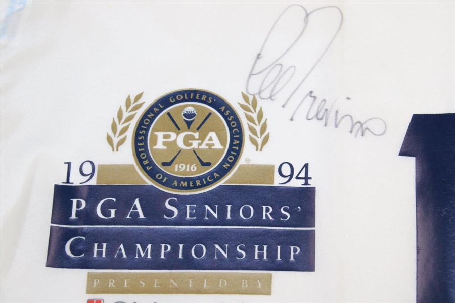 Lee Trevino Signed 1994 PGA Seniors Championship White Screen Flag JSA ALOA