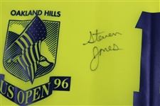 Steve Jones Signed 1996 US Open at Oakland Hills Yellow Screen Flag JSA ALOA