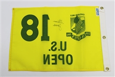 Steve Jones Signed 1996 US Open at Oakland Hills Yellow Screen Flag JSA ALOA
