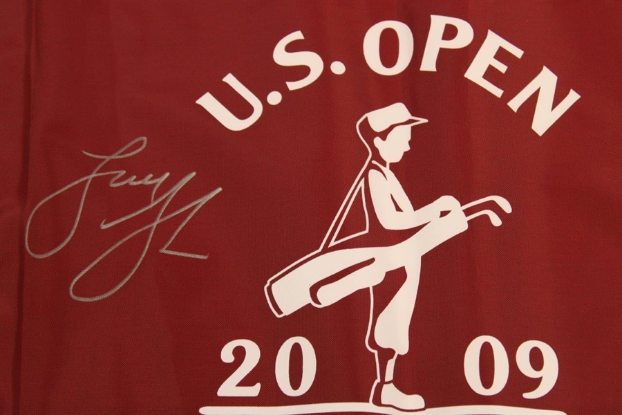 Lucas Glover Signed 2009 US Open at Bethpage Black Red Screen Flag JSA ALOA