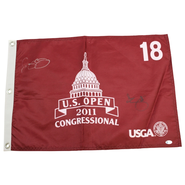 Rory McIlroy & Adam Scott Signed 2011 US Open at Congressional Red Flag JSA ALOA