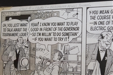 Vintage Golf Art Comic Strip - 11 Strips - Framed