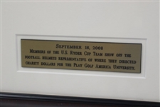 2008 Ryder Cup Team with Football Helmets of Charity Dollars Photo - Framed