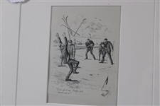 1887 Original Pen & Ink Illustration for 'Golfing' Book from Probst Library - Framed