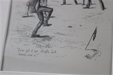 1887 Original Pen & Ink Illustration for 'Golfing' Book from Probst Library - Framed