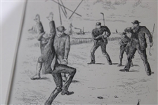 1887 Original Pen & Ink Illustration for 'Golfing' Book from Probst Library - Framed