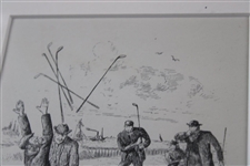 1887 Original Pen & Ink Illustration for 'Golfing' Book from Probst Library - Framed