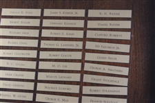 PGA Advisory Committee 'Formed 1943' List of Nameplates - Framed