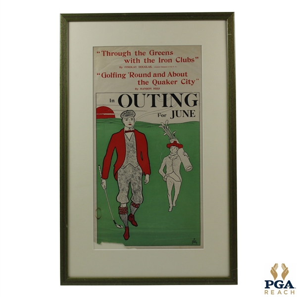 c. 1897 'In Outing For June' Magazine w/Haskell Golf Illustration Cover w/Findlay Douglas/Hanson Hiss