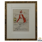 Penrhyn Stanlaws Lady Golfer Illustration - Framed