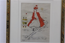 Penrhyn Stanlaws Lady Golfer Illustration - Framed