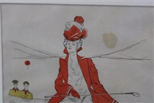 Penrhyn Stanlaws Lady Golfer Illustration - Framed