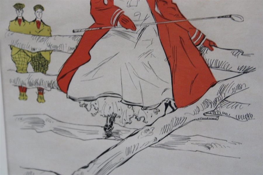 Penrhyn Stanlaws Lady Golfer Illustration - Framed
