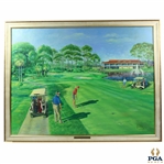 Pete Porter 2002 Original Oil on Canvas Golf Scene Painting - Framed