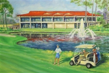 Pete Porter 2002 Original Oil on Canvas Golf Scene Painting - Framed