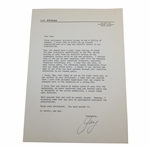 Jay Hebert Signed Letter to PGA Ex. Dir. Tom Crane on Pers. Letterhead JSA ALOA