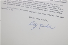 Bobby Nichols Signed Letter to PGA Ex. Dir. Tom Crane on Pers. Letterhead - 1/25/1965 JSA ALOA