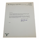 Jack Burke Letter to PGA Ex. Dir. Tom Crane on Pers. Letterhead - 1/27/1965