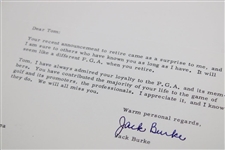 Jack Burke Letter to PGA Ex. Dir. Tom Crane on Pers. Letterhead - 1/27/1965