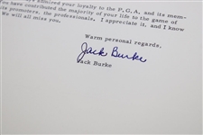 Jack Burke Letter to PGA Ex. Dir. Tom Crane on Pers. Letterhead - 1/27/1965
