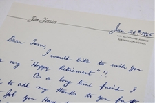 Jim Ferrier Signed Letter to PGA Ex. Dir. Tom Crane on Pers. Letterhead - 1/26/1965 JSA ALOA