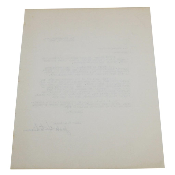 Jock Hutchinson Signed Letter to PGA Ex. Dir. Tom Crane on Pers. Letterhead - 1/25/1965 JSA ALOA