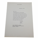 Ben Hogan Signed Letter to PGA Ex. Dir. Tom Crane on Pers. Letterhead - 2/9/1965 JSA ALOA