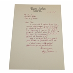 Byron Nelson Signed Letter to PGA Ex. Dir. Tom Crane on Pers. Letterhead - 2/16/1965 JSA ALOA