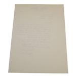 Byron Nelson Signed Letter to PGA Ex. Dir. Tom Crane on Pers. Letterhead - 2/16/1965 JSA ALOA