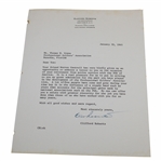 Clifford Roberts Signed Letter to PGA Ex. Dir. Tom Crane on Pers. Letterhead - 1/20/1965 JSA ALOA