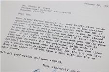 Clifford Roberts Signed Letter to PGA Ex. Dir. Tom Crane on Pers. Letterhead - 1/20/1965 JSA ALOA
