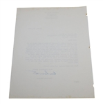 Clifford Roberts Signed Letter to PGA Ex. Dir. Tom Crane on Pers. Letterhead - 1/20/1965 JSA ALOA