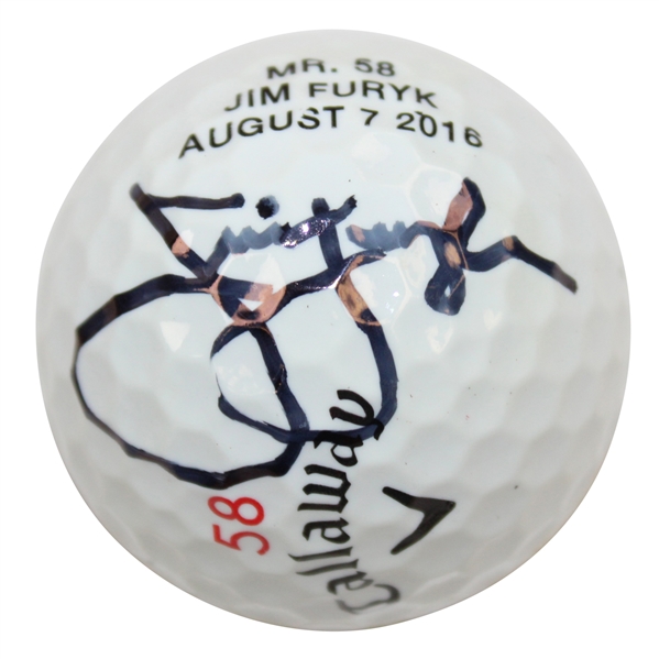 Jim Furyk Signed 'Mr 58 Jim Furyk August 7 2016' Callaway 58 Logo Golf Ball JSA #AH45171