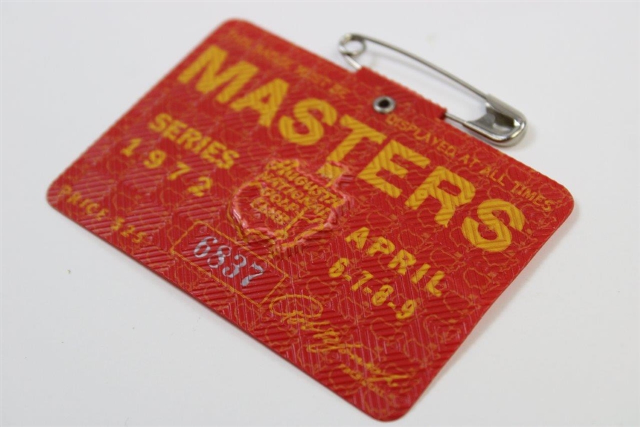 1972 Masters Tournament SERIES Badge #6837 - Jack Nicklaus Winner