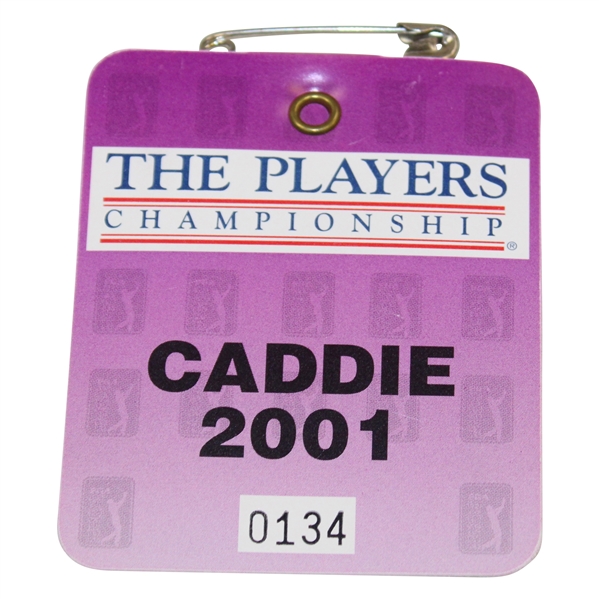 2001 The Players Championship Caddy Badge - Tiger Woods Win