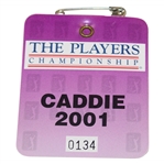 2001 The Players Championship Caddy Badge - Tiger Woods Win