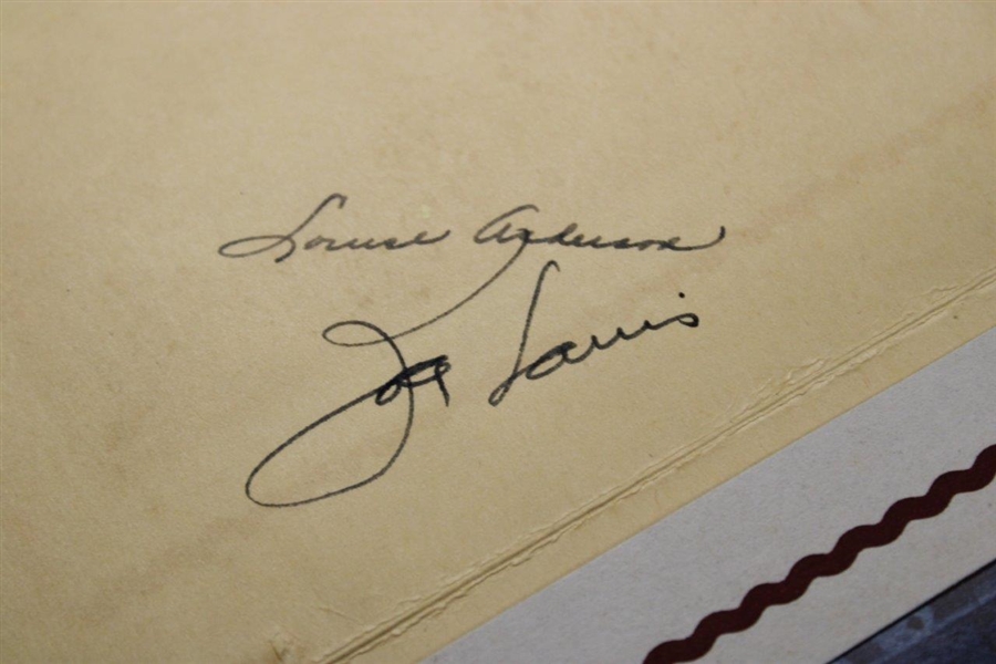 Joe Louis Signed Original Photo Souvenir Folder in Uniform with Gentlemen JSA ALOA